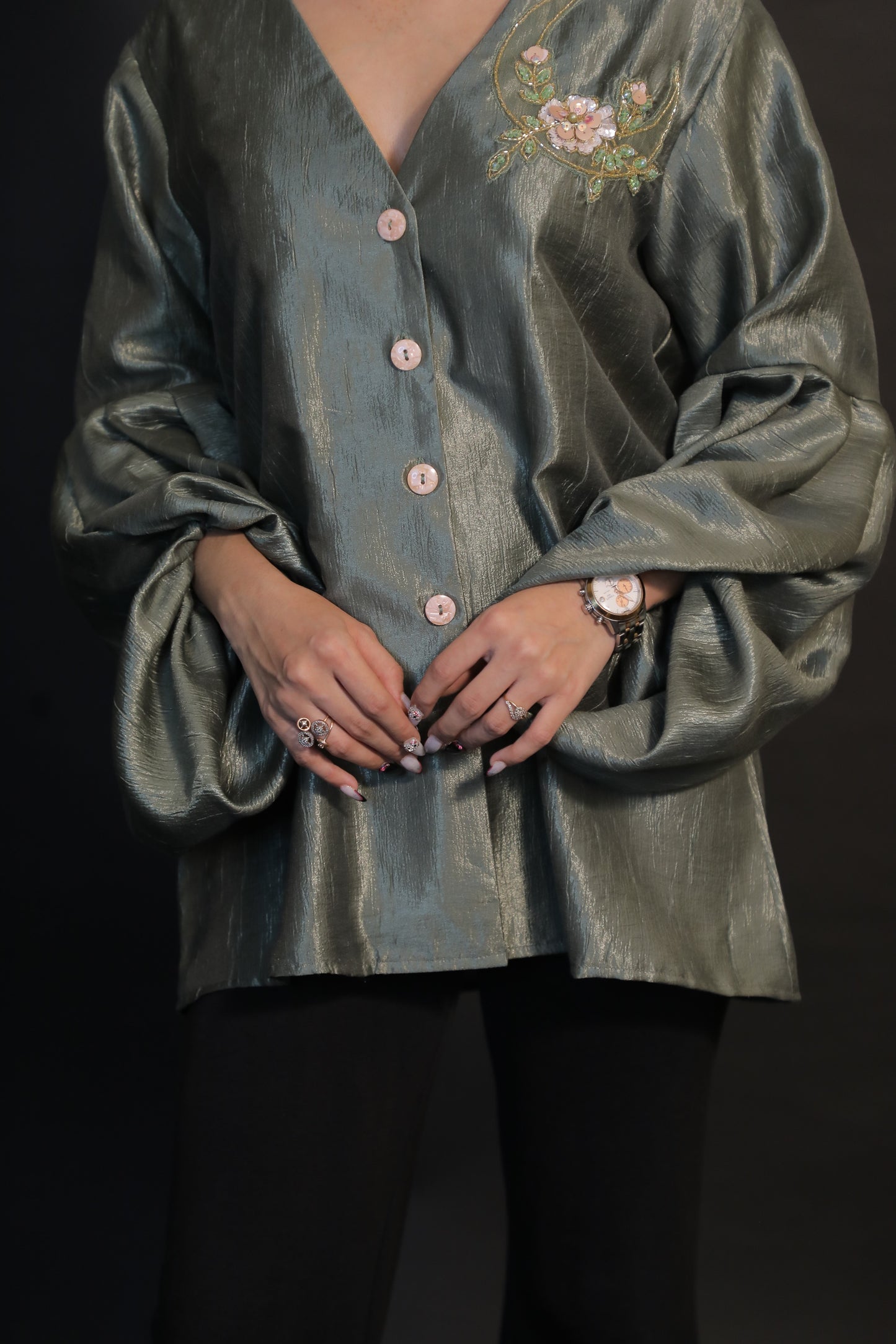 Olive Grace Embroidered Shirt