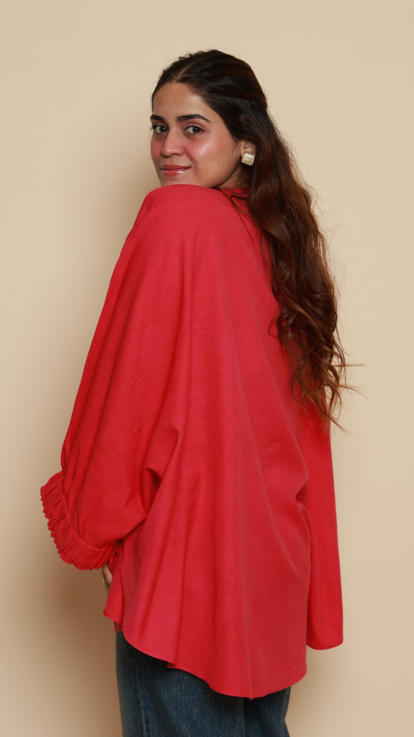 Scarlet Ruffle Shirt