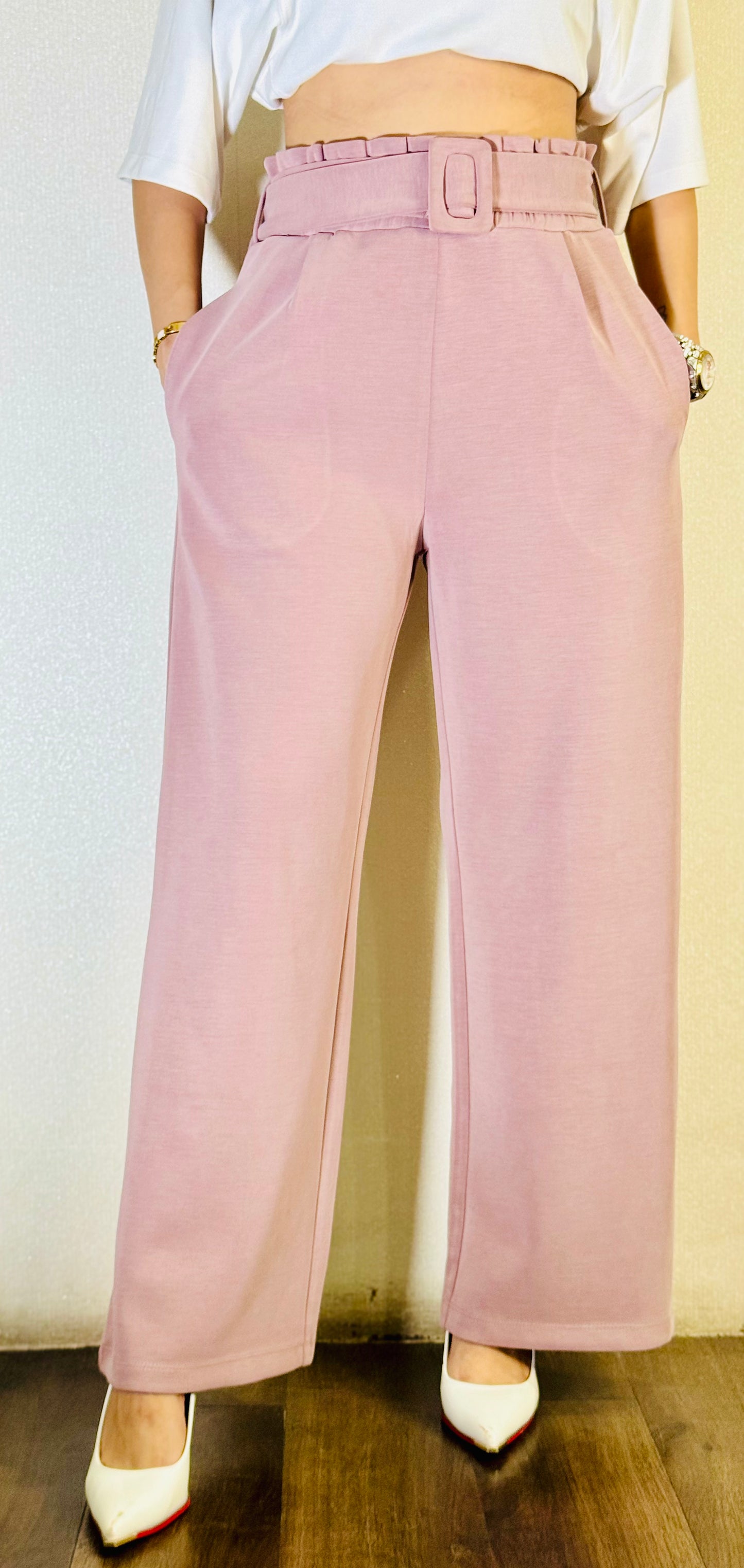 Mauve Belted Pants