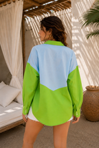 Coastal Contrast Oversized Cotton Shirt