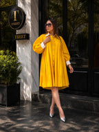 Golden Hour Pleated Shirt Dress