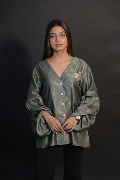 Olive Grace Embroidered Shirt