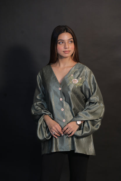 Olive Grace Embroidered Shirt