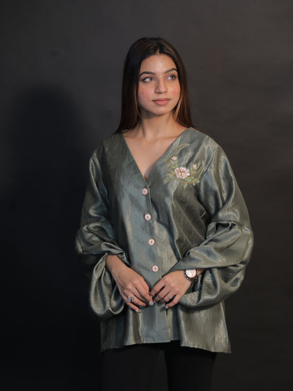 Olive Grace Embroidered Shirt