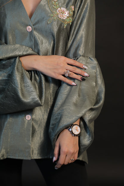 Olive Grace Embroidered Shirt