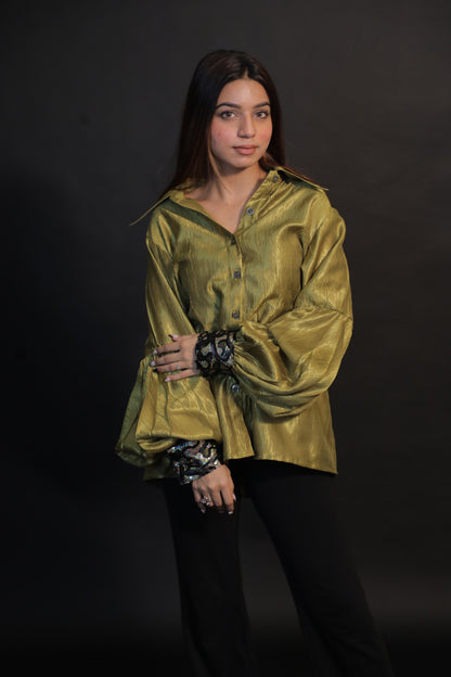 Lime Glint Embroidered Shirt