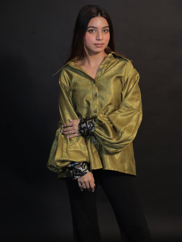 Lime Glint Embroidered Shirt