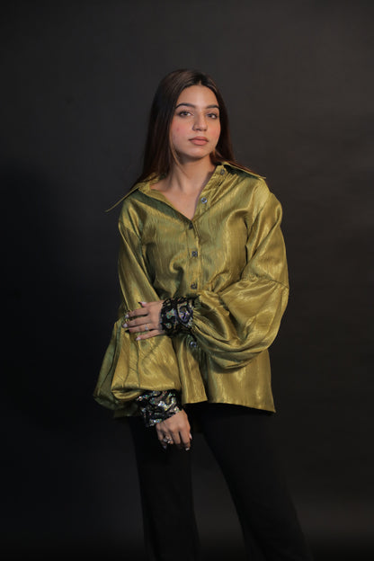 Lime Glint Embroidered Shirt