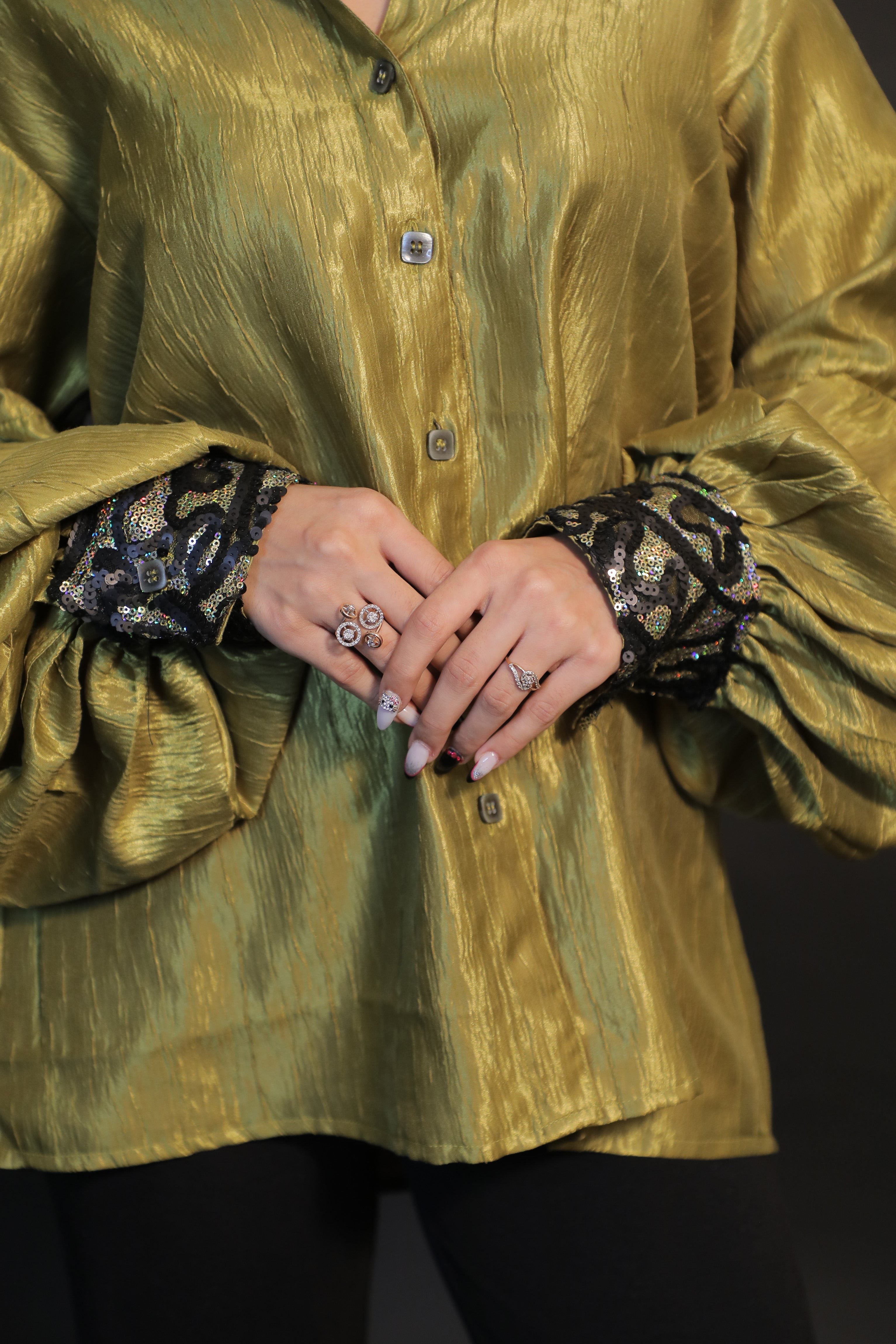 Lime Glint Embroidered Shirt