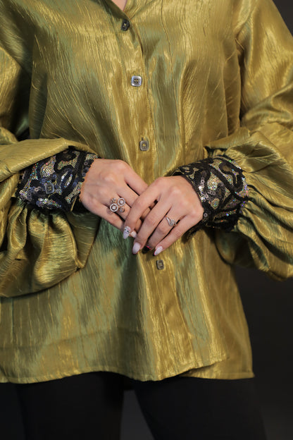 Lime Glint Embroidered Shirt