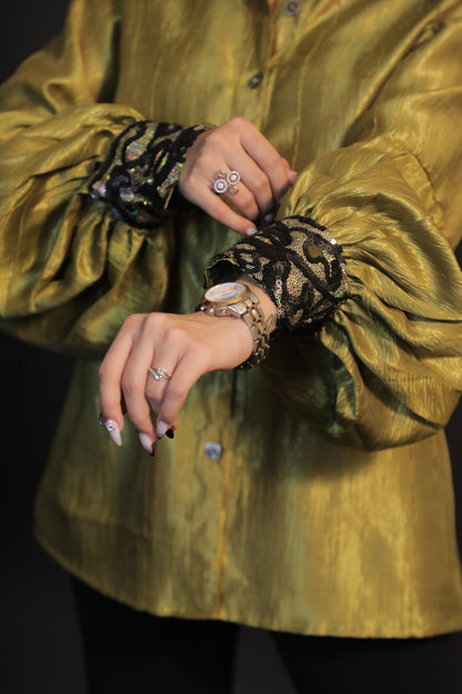 Lime Glint Embroidered Shirt