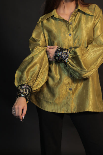 Lime Glint Embroidered Shirt