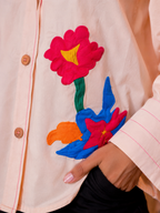 Blush Bloom Hand Embroidered Shirt