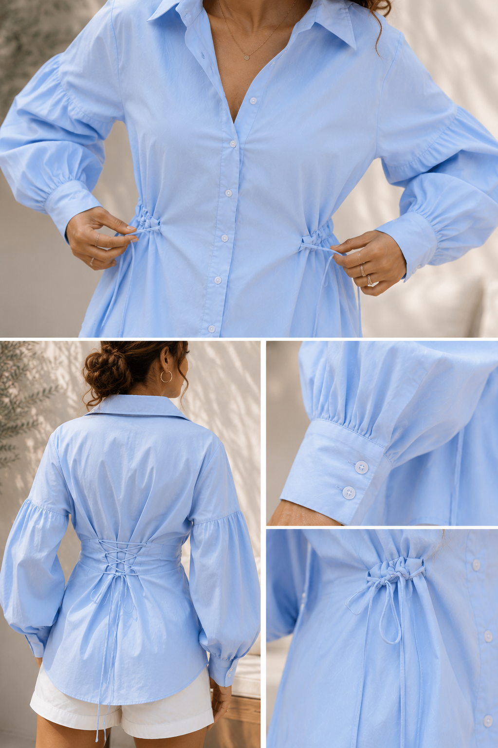 Ocean Blue Corset Shirt