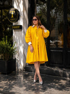 Golden Hour Pleated Shirt Dress