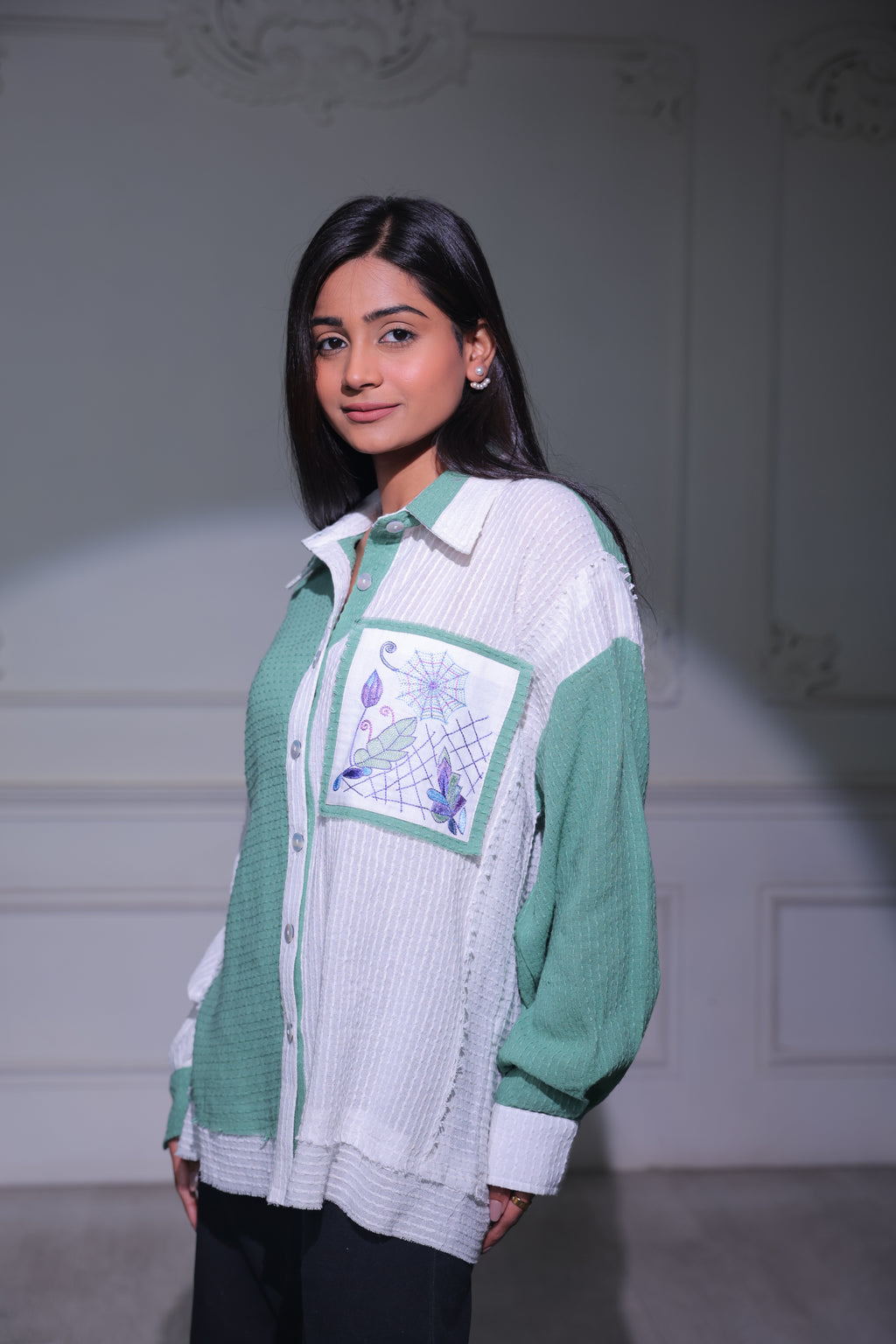 Olive bloom shirt