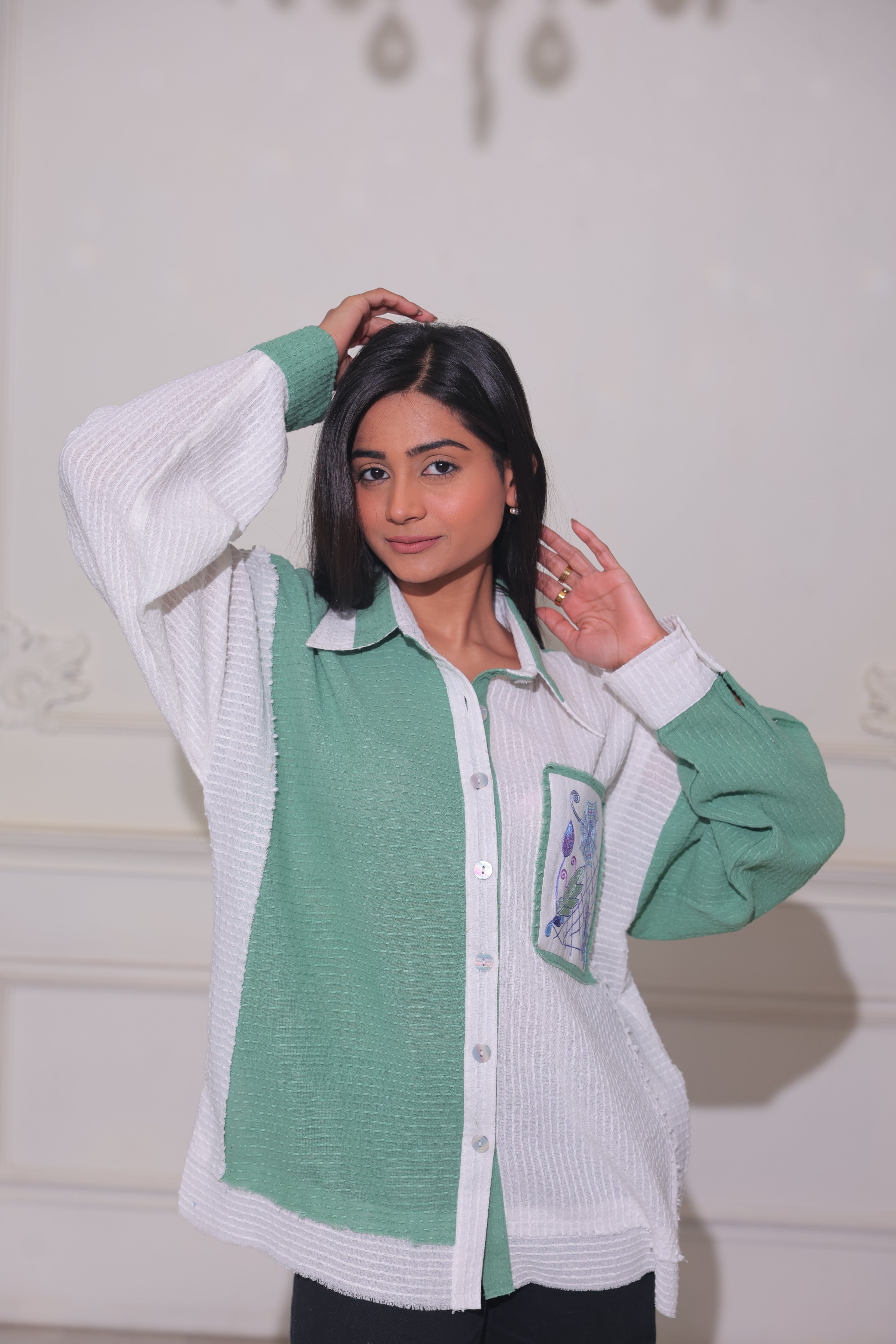 Olive bloom shirt