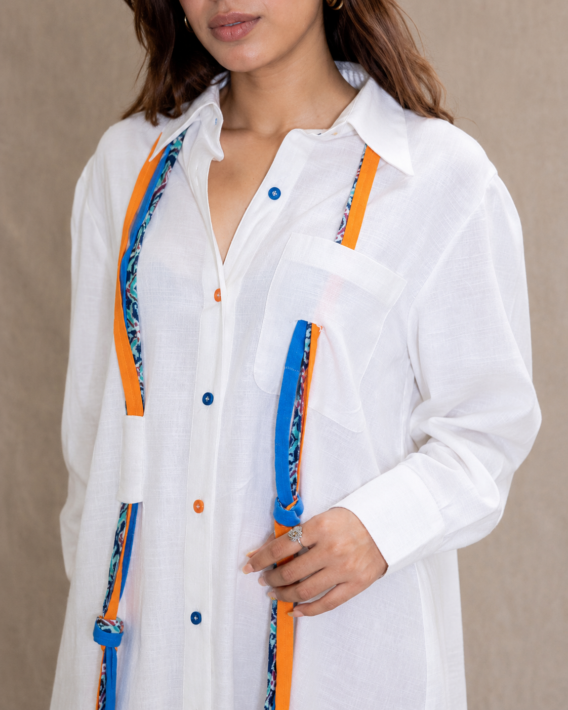 Ivory Strings Shirt Dress
