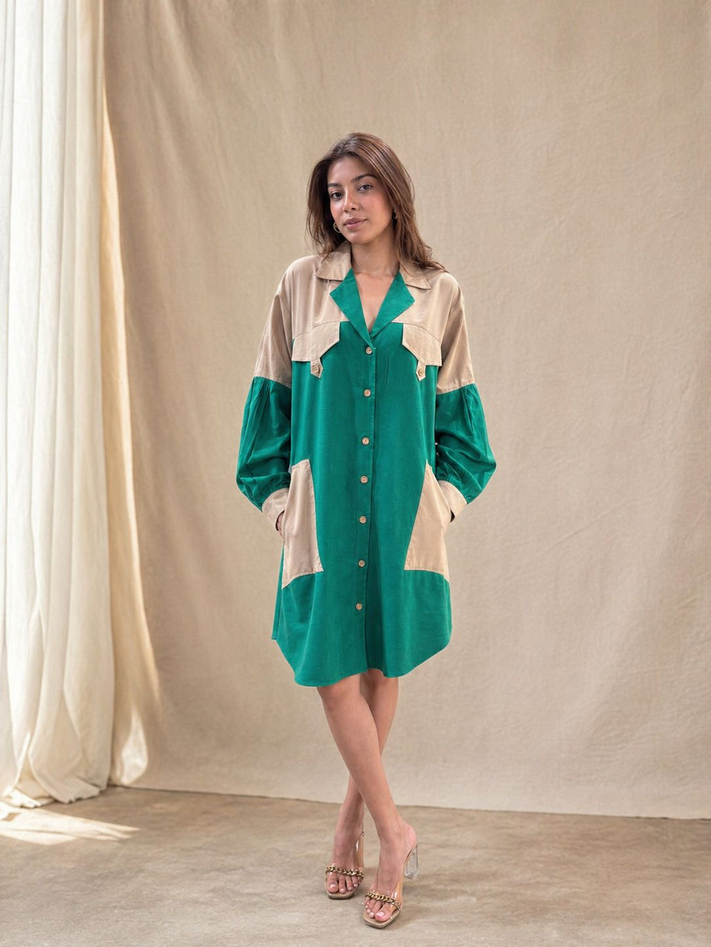 Verdant Trail Shirt Dress