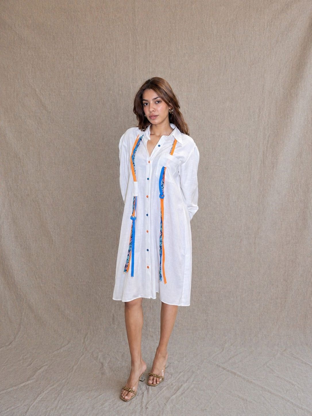 Ivory Strings Shirt Dress