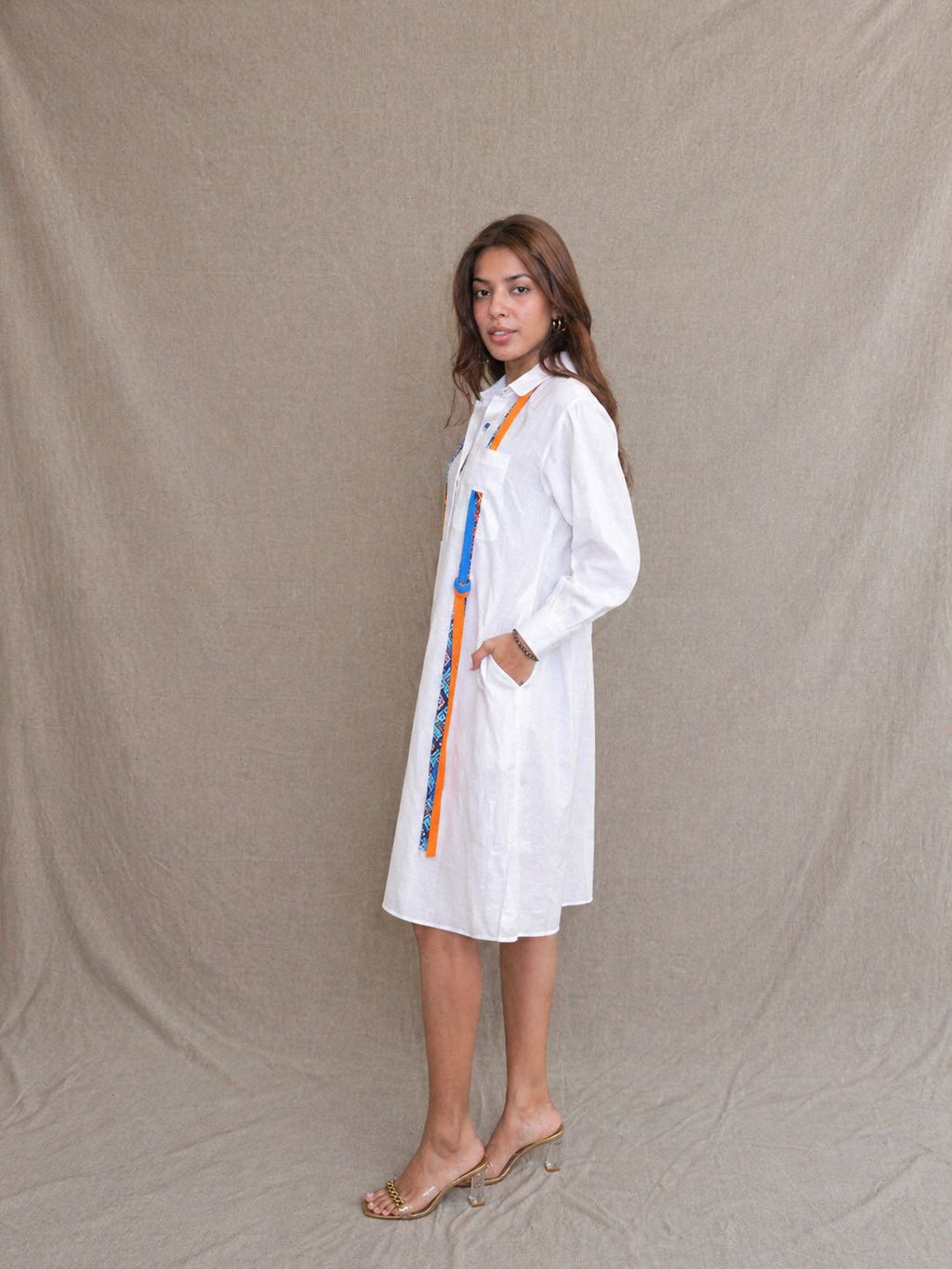 Ivory Strings Shirt Dress