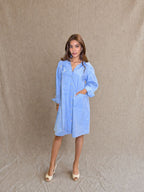 Azure Bloom Shirt Dress
