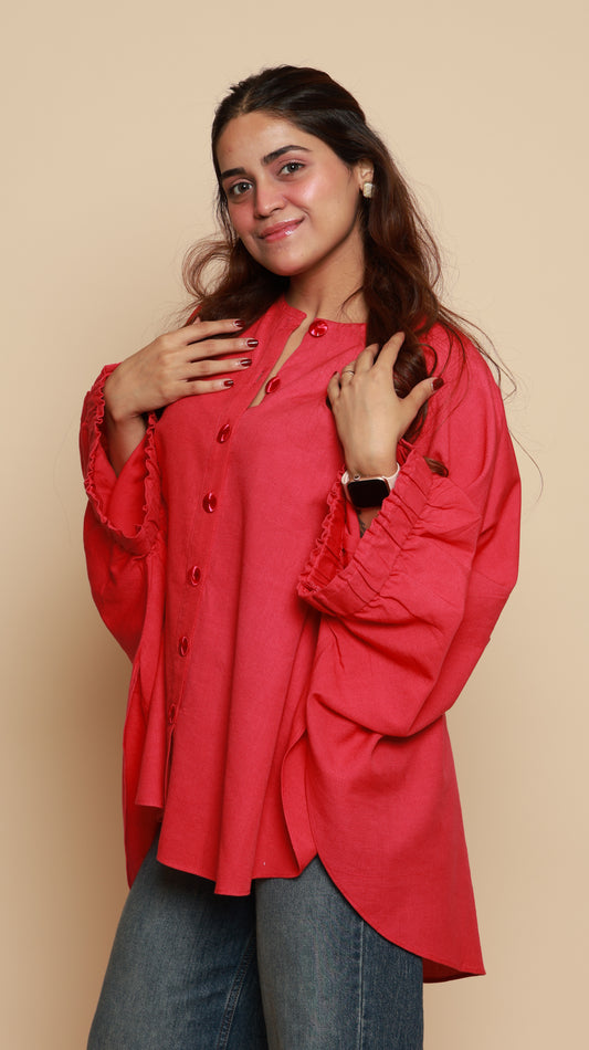 Scarlet Ruffle Shirt