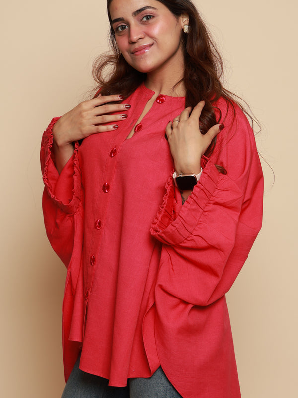 Scarlet Ruffle Shirt