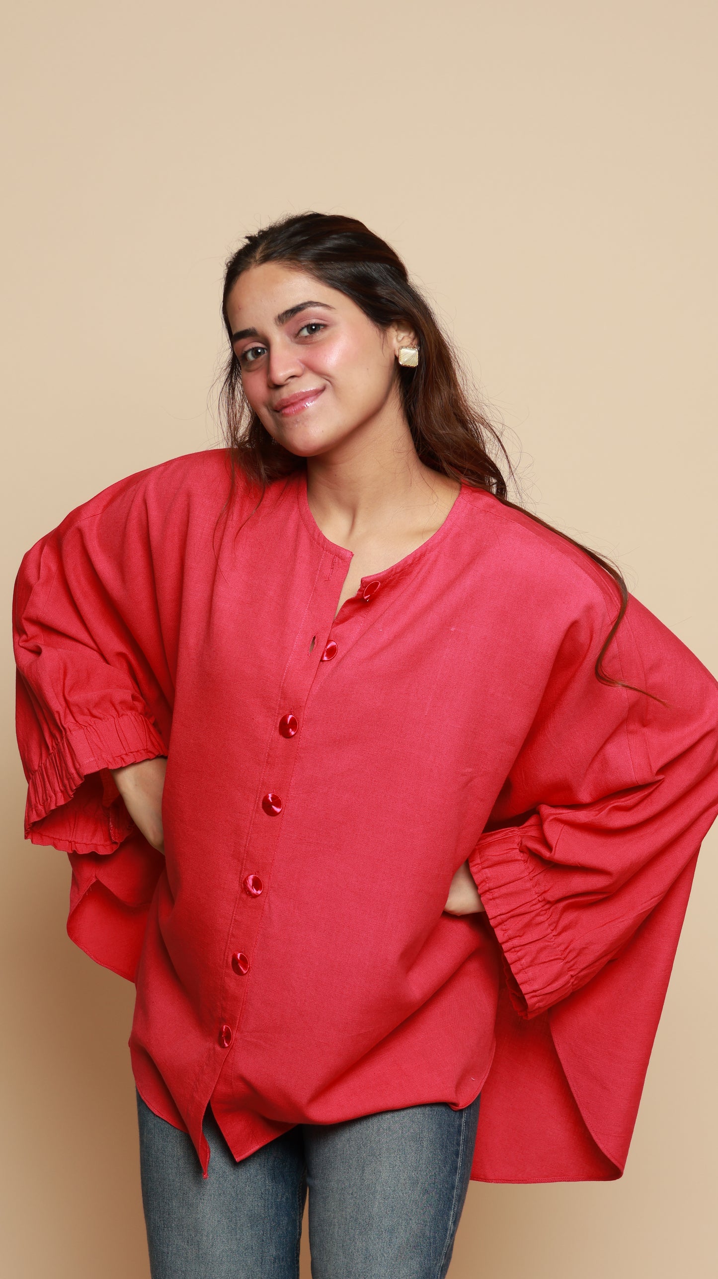 Scarlet Ruffle Shirt