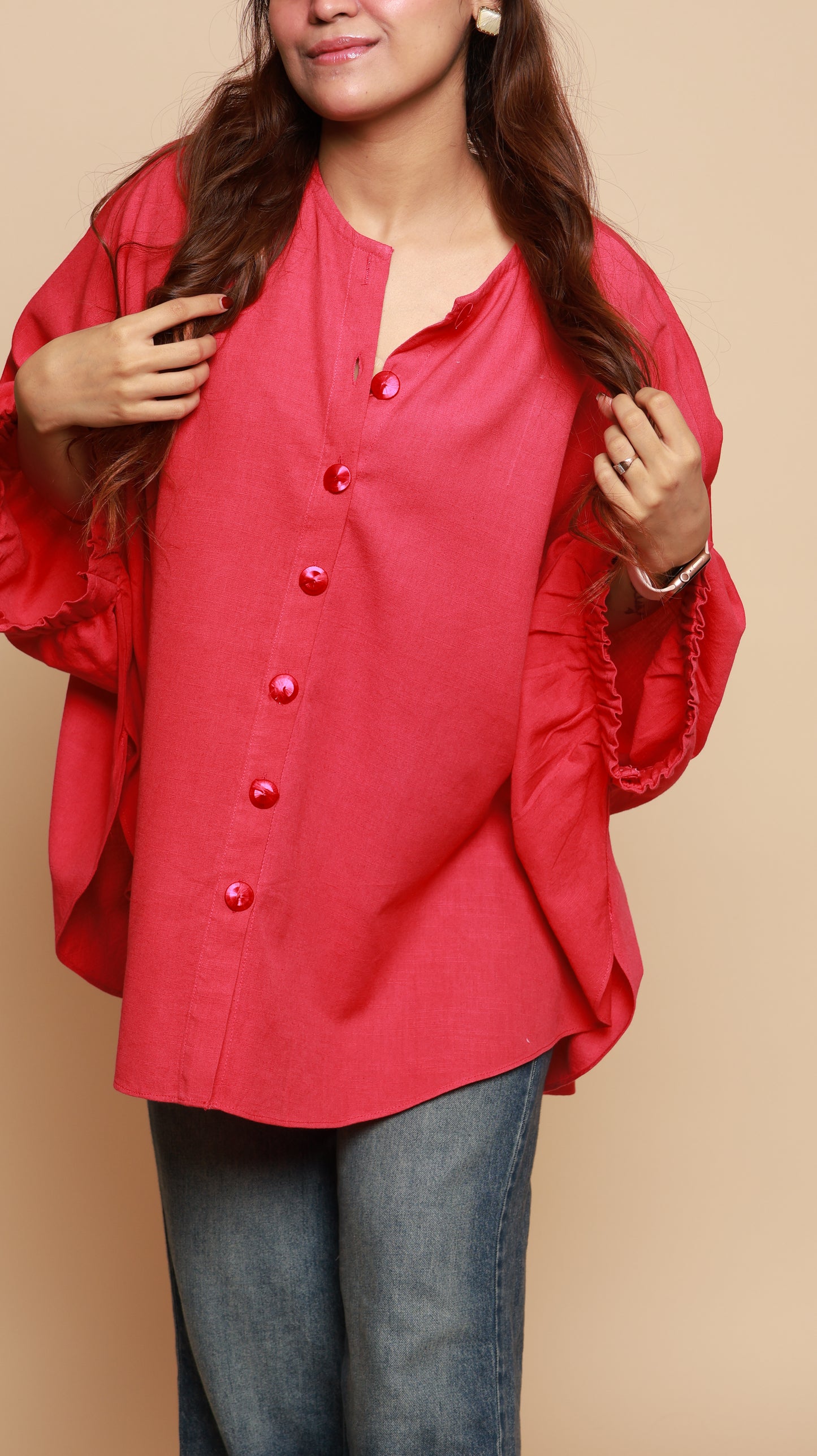 Scarlet Ruffle Shirt