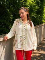 Olive Dori Hand Embroidered Shirt